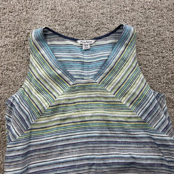 Tommy Bahama Womens Medium Blue Micronesia Striped Linen Sleeveless Shift Dress - Picture 4 of 10